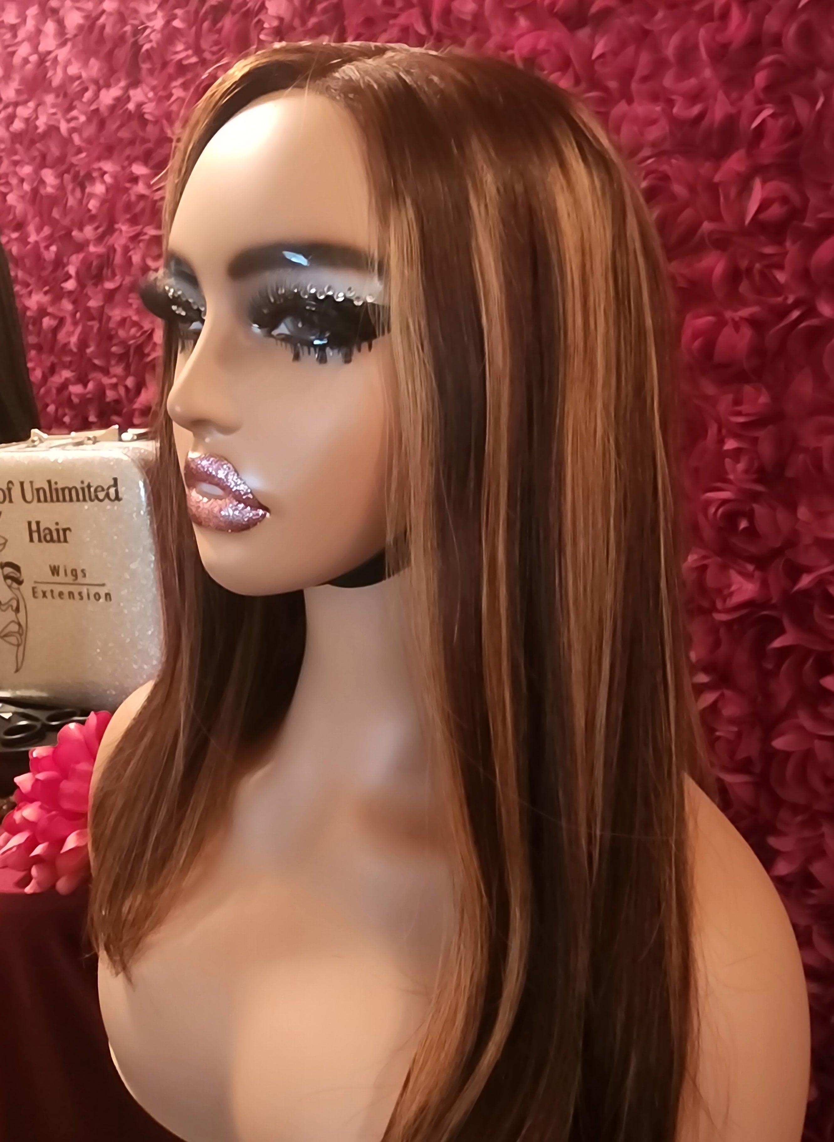 Brown Highlight Honey Blonde HD Lace  Closure Wig