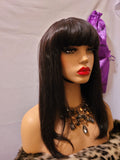 Human Hair Wigs with Bangs 100% Virgin Hair No Lace Wig